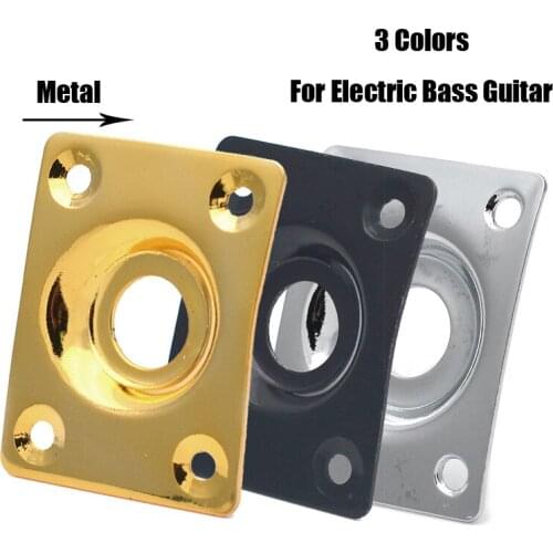 10pcs Metal Jack Plates For Electric Bass Guitar Replacement - Socket Plates with Rectangula Style of 3 Color