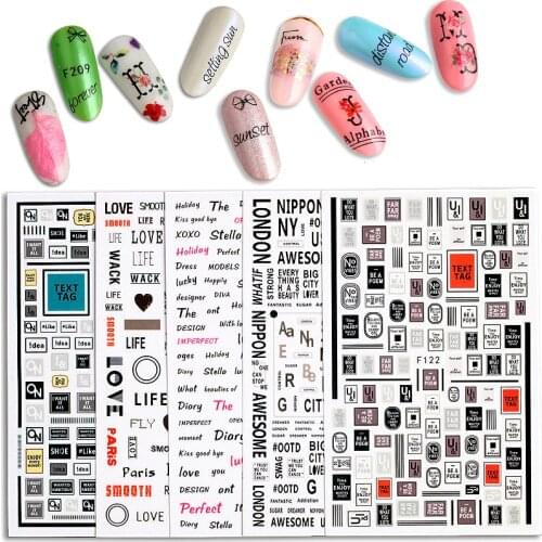 2P Colorful 26 Alphabets Nails Sticker DIY Manicure Adhesive Decal English Letter Nail Art Decorations English Alphabet Stickers