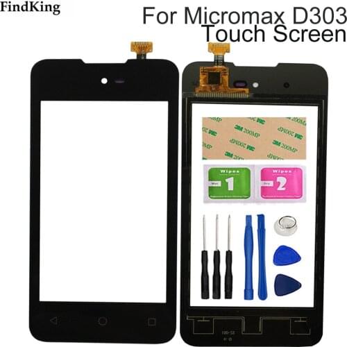 4.0'' Mobile Phone Touch Screen Glass For Micromax D303 D 303 Front Glass Digitizer Panel Sensor Tools Adhesive