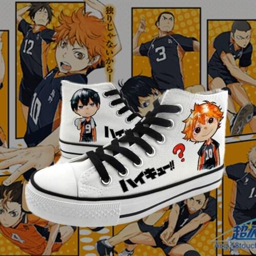 Anime Haikyuu!! cosplay Canvas Shoes plimsolls rope soled shoes hinata shoyo kageyama tobio Preppy rope soled shoes in stock