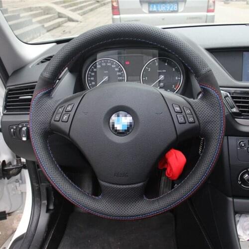 Car- Styling New Anti Slip Swede Leather Steering Wheel Stitch on Wrap Cover For BMW 320i/X1