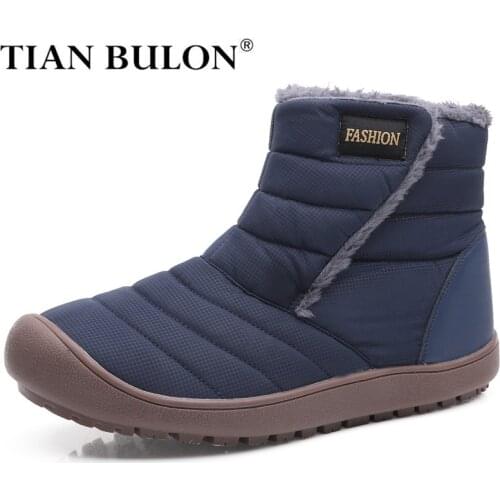 Winter Snow Boots Men Waterproof Warm Fur Ankle Boots Couple Slip On Flat Casual Boots Non-slip Mens Safety Shoes Bota Hombre