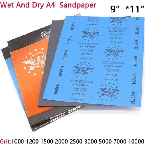 9”*11” Wet And Dry A4 Sandpaper 1000 1200 1500 2000 2500 3000 5000 7000 10000 Grit Abrasive Polishing Tool
