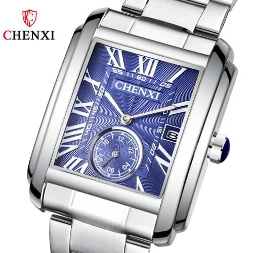 Mens Watches Quartz Wrist Sport Skeleton Male Luxury Free Shipping To Mexico Stopwatch Top New Silver Square Steel Band Clock