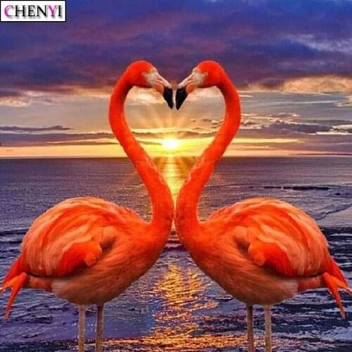 CHENYI 5D Diamond Painting Full Drill Flamingo Animal Diamond Art Embroidery Kit Cross Stitch Home Decoration Handmade Gift