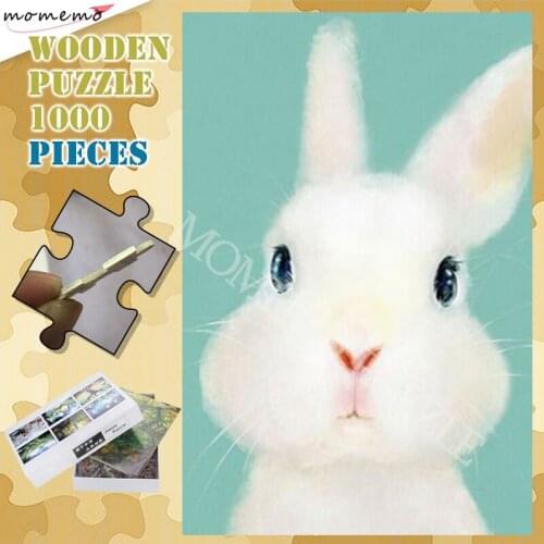 Cute Rabbit Wooden 300 500 1000 Animal Puzzle Adults Jigsaw Picture Puzzle DIY 1000 Pieces Customized Puzzle Games Toy Nice Gift