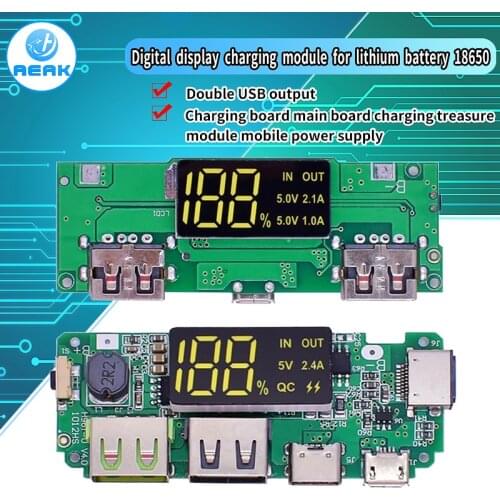 Dual USB 5V 2.4A Micro/Type-C LED USB Mobile Power Bank 18650 Charging Module Lithium Battery Charger Board Circuit Protection