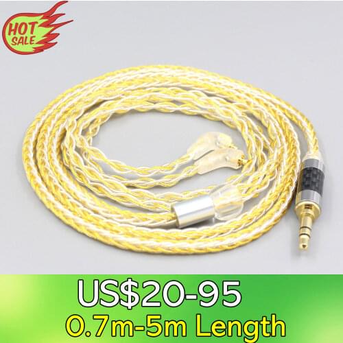 LN007286 8 Core Silver Gold Plated Braided Earphone Cable For Etymotic ER4SR ER4XR ER3XR ER3SE ER2XR ER2SE