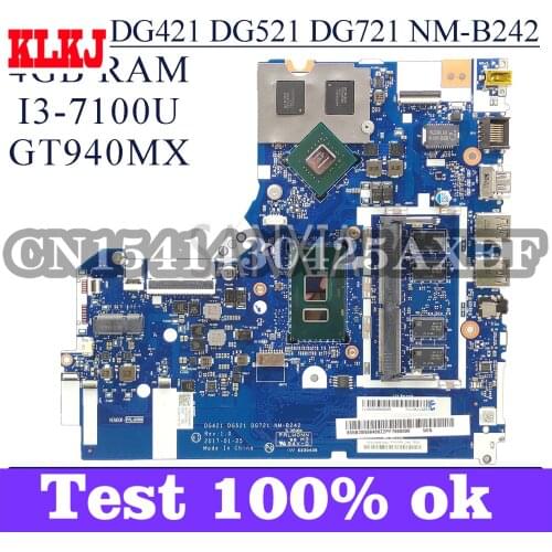 KLKJ NM-B242 Laptop Motherboard For Lenovo Ideapad 320-15IKB Original Mainboard 4GB-RAM I3-7100U GT940MX