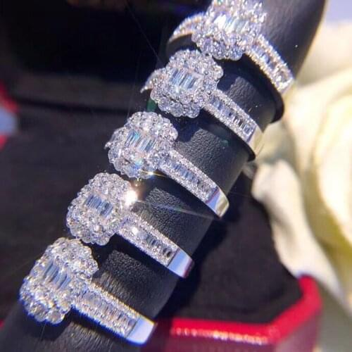 Natural Diamond Solid 18K White Gold Pure Gold Ring AU750 Rings Upscale Trendy Classic Party Fine Jewelry Hot Sell (1 piece)