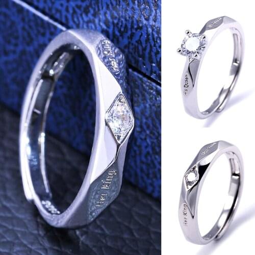 1pc Trendy Couple Pledge Love Token Ring With Letter His Queen&Her King Engraved Wedding Ring For Women&Men Finger Rings