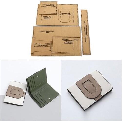 Diy handmade leather goods ladies short wallet wallet kraft paper template leather craft pattern DIY mold sewing pattern