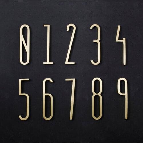 Brass House Number /70mm Height / 0-9Number Modern Plaque Number House Hotel Door Address Digits Sticker Plate Sign