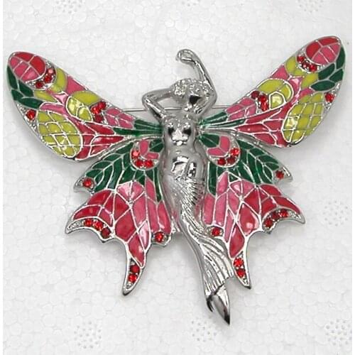 Fashion Red Rhinestone Enamel Butterfly Pin brooches C877 C
