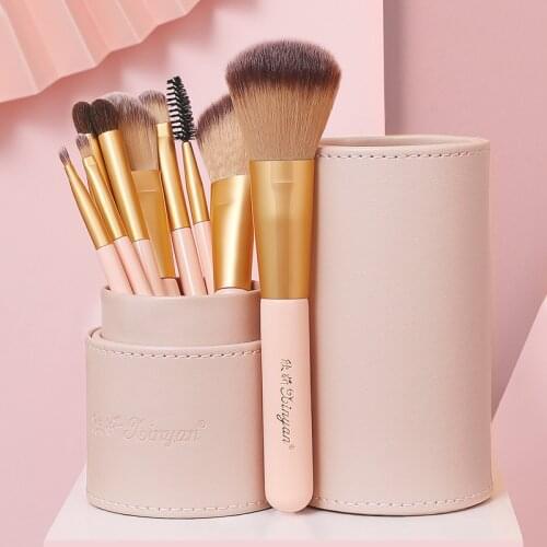 9pcs Candy Makeup Brush Set Pink Blush Eyeshadow Concealer Lip Cosmetics Make up For Beginner Powder Foundation Beauty Tools