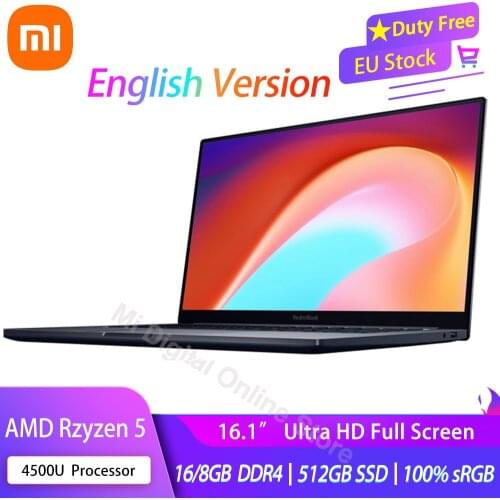 Original Xiaomi RedmiBook 16 Laptop Ryzen Edition AMD R5 4500U 16.1 Inch Display 100% sRGB Type C Charge 512G SSD Notebook
