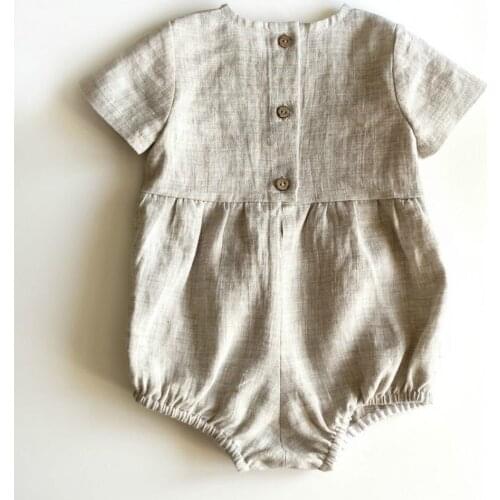 2021 summer new linen newborn one-piece clothes solid color short-sleeved baby climbing clothes fall clothes for toddler girls