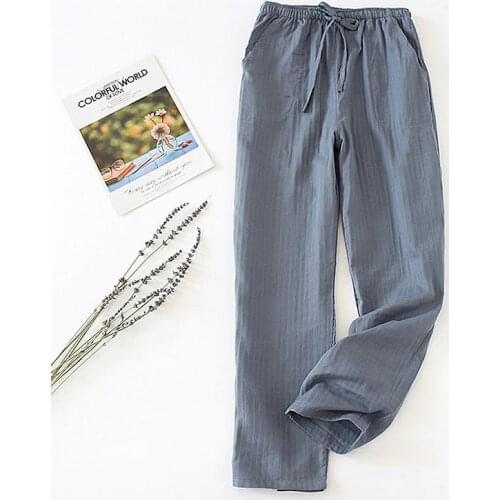 Dihope 100% Cotton Pajamas Pants Couples Home Pants Men Sleepwear Cute Night Pants Loungewear Print Sleep Bottoms Loose Pants