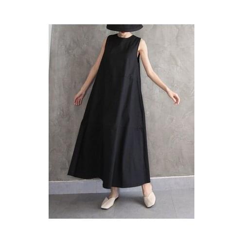 SLEEVELESS PATCHWORK DRESS 2020 new summer style waistcoat dress slim plus size Korea poplin cold wind black