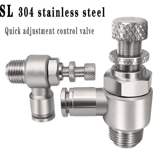 SL304 stainless steel pneumatic quick coupling hose 4-12mm BSP M5" 1/8" 1/4" 3/8" 1/2 air speed control valve acceleration valve