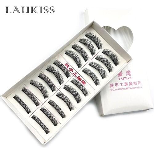 Hot 10 pairs Handmade False Eyelashes Taiwan Semi-natural Cross Eyelashes Dramatic Volume Fake Lashes Makeup Lash Extension