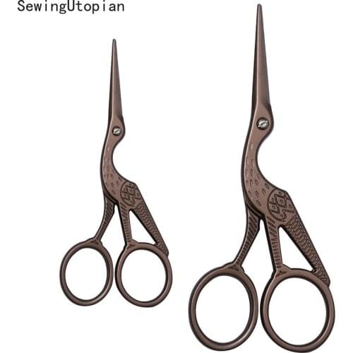 Durable Stainless Steel Vintage Classic Embroidery Scissors Nail Art Stork Crane Bird Scissors Cutters Styling Tools
