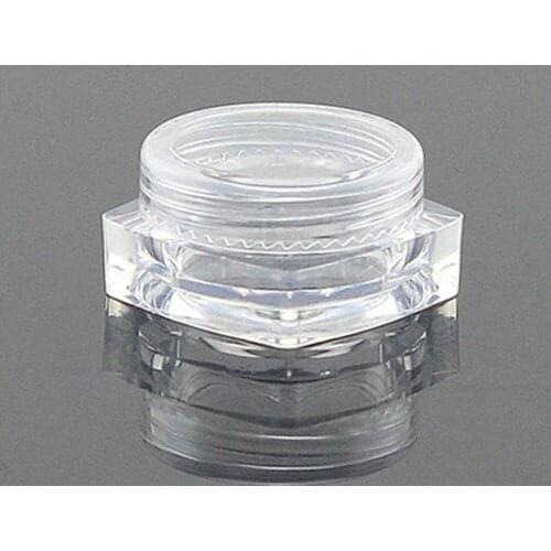 Empty 3g/ml Small clear square plastic ps jar case box for sample Cosmetic ,cream Makeup nail art glitter dust powder 144pc/lot