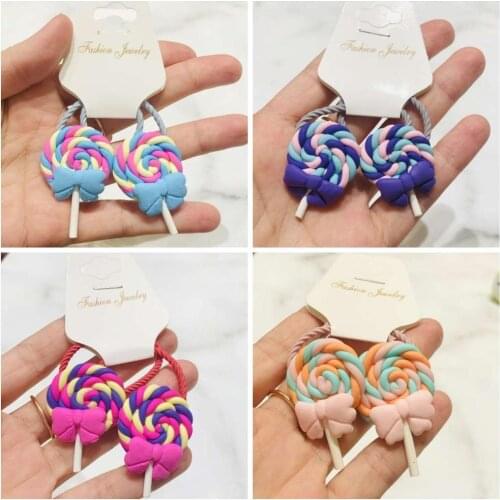 2Pcs Cake Lollipop Hair Accessories Children Rubber Bands Scrunchies Elastic Hair Bands Girls Headband Decorations Ties Gum