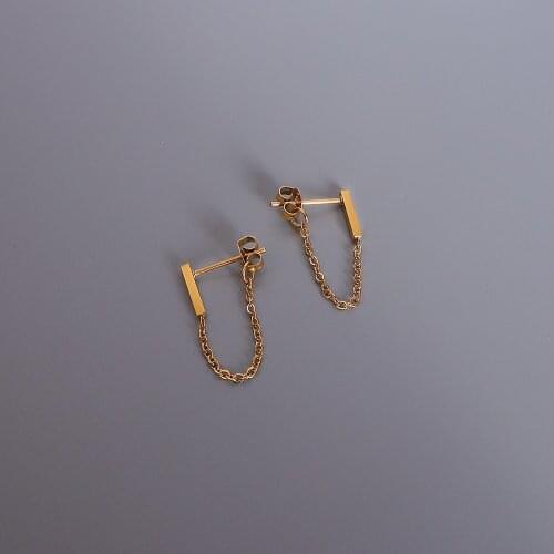 Ins Street Style Long Chain Tassel Dangle Earrings Titanium Steel Material Boho Gold Plated Wire Earrings