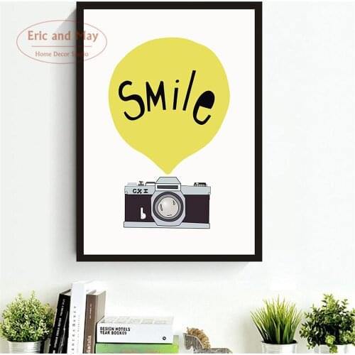 Smile Camera Nordic Style Posters and Prints Wall art Decorative Picture Canvas Painting For Living Room Home Decor Unframed