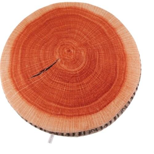 Creative 3D Round Wood Tree Soft Plush Chair Seat Cushion Stump Shape Pillow