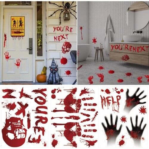 Halloween Decorations PVC Wall Stickers Window Sticker Bloood Footprint Scary Horror Zombie Halloween Sticker Party Supplies