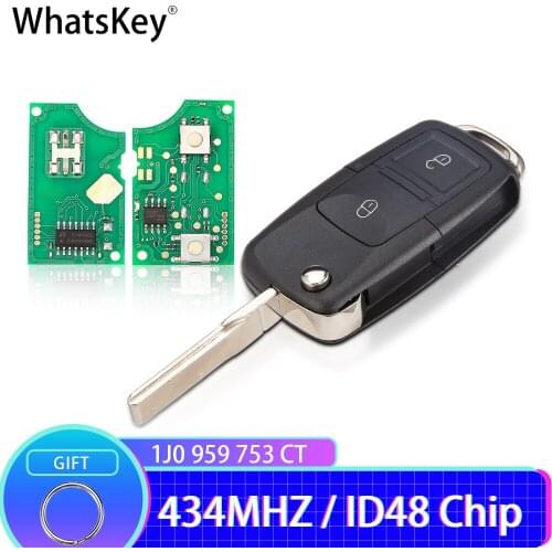 WhatsKey Remote Car Key 434Mhz ID48 Chip For Volkswagen VW Beetle Bora Polo Passat B5 Golf Mk4 1J0 959 753 CT HLO 1J0959753CT