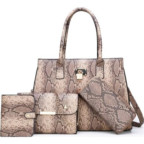 Snakeskin Pattern Jacquard Womens Handbag Womens Bags Set