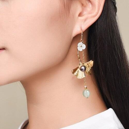 Women earring DIY flowers asymmetry tud brincos high quality beautiful vintage eardrop jewelry accessories drop earrings D168