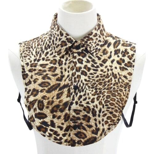 European chiffon square collar women Lady Detachable decorative collar retro Leopard decorative collar sweater fake collar shirt