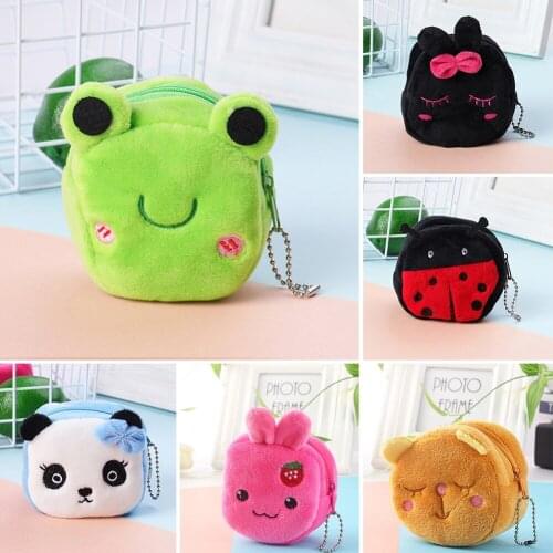 1PCs Portable Cute Plush Coin Purse Panda Animal Small Coin Purse Zipper Money Wallet Wholesale Kids Birthday Gift New