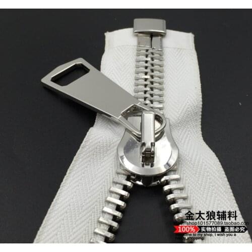 #15 brass zippers for sewing metal zipper coat jacket bags dress zipper 70cm 85cm 100cm white tape silver teeth