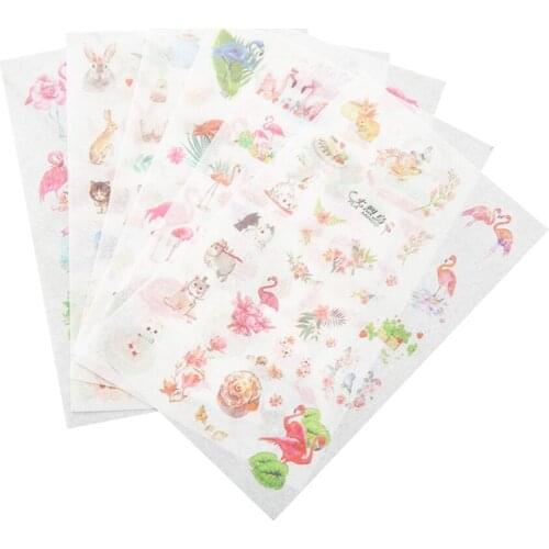 20packs/lot Flamingo DIY Hand Account Daily Album Decoration Paper Stickers Handmade Kawaii Decoration Stickers Scrapbooking