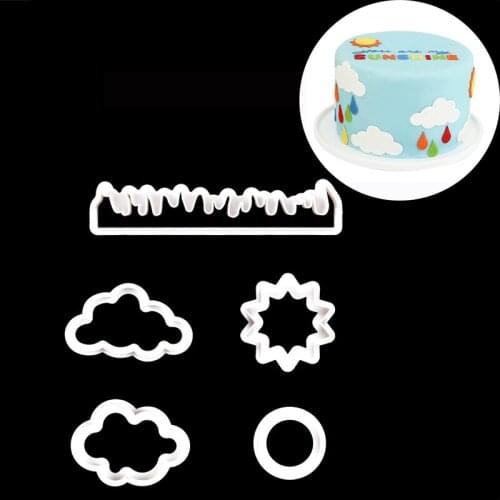 5Pcs/set Fondant Cake Mold Cutter Cookie Cake Plastic Mold Grass Sun Cloud DIY 3D Sugarcraft Kitchen Accessories Cake Decor Tool