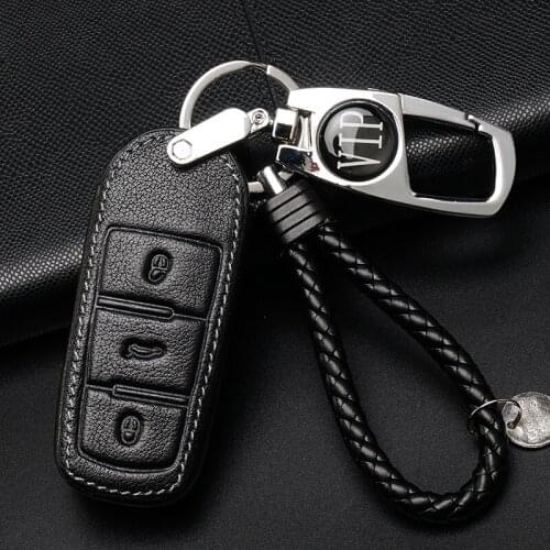 Car Styling Leather Key Case Cover Metal Keychain For Volkswagen VW CC Passat B6 B7 Maogotan R36 B7L Car Accessories key holder