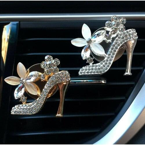 Bling Car Accessories Girls Purse High Heel Car Air Perfume Elegant Scent Clip Diffuser Car Decoration Freshener Car Auto O E4L5