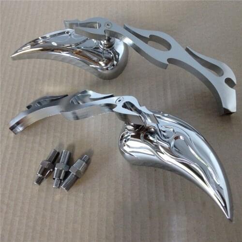 Motorcycle Side Rearview Mirrors Chrome Teardrop Flame Shape For Honda For Kawasaki Ninja For Yamaha For Suzuki Cruiser Bikes