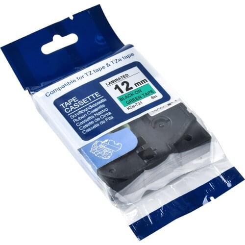 Cidy 50 pcs 12mm*8m Brother tze 731 tze-731 tz-731 tz 731 black on green for broyher label printer machine free shipment