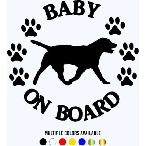 CK20863# Die-Cut Vinyl Decal Baby Labrador Retriever on Board Car Sticker Waterproof Auto Decors on Bumper Window Laptop