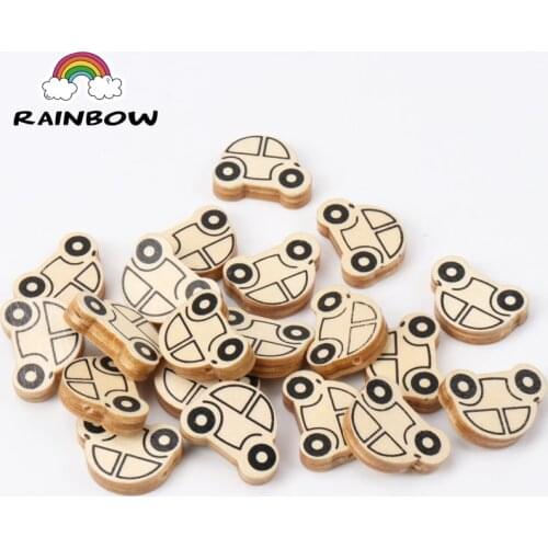 Wood Material Color Nature Car Pattern Wooden Spacer Beads For Jewelry Making DIY 20pcs 25x18mm