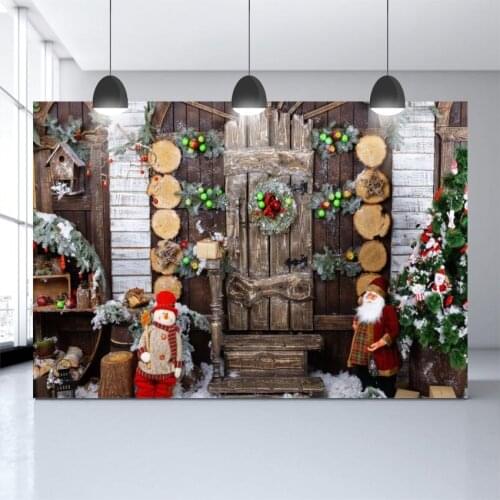 Photo Background Wooden Door Floor Pine Forest Christmas Background Decoration Photo studio Background Photo props