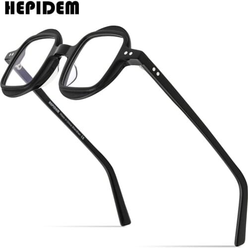 HEPIDEM Acetate Glasses Men Retro Vintage Round Eyeglasses Frame Women Myopia Optical Prescription Spectacles Eyewear 9160