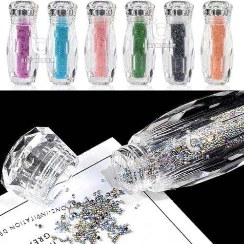 ICYCHEER Nail Glitter AB Crystal Glass Micro Nail Art Dazzling Caviar Beads 3D Pixie Mermaid Nail Tips Manicure Decoration