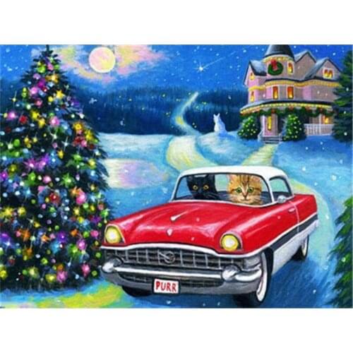 Diamond Embroidery Christmas Tree Winter Cat New Arrival Diamond Painting House Car Mosaic Landscape Home Decoration